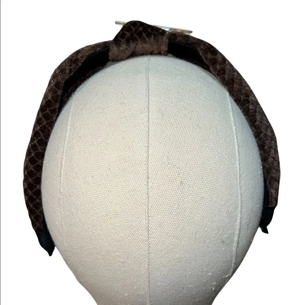 Lulla Collection by Bindaya Brown Velour Quilted Knotted Headband One Size New
